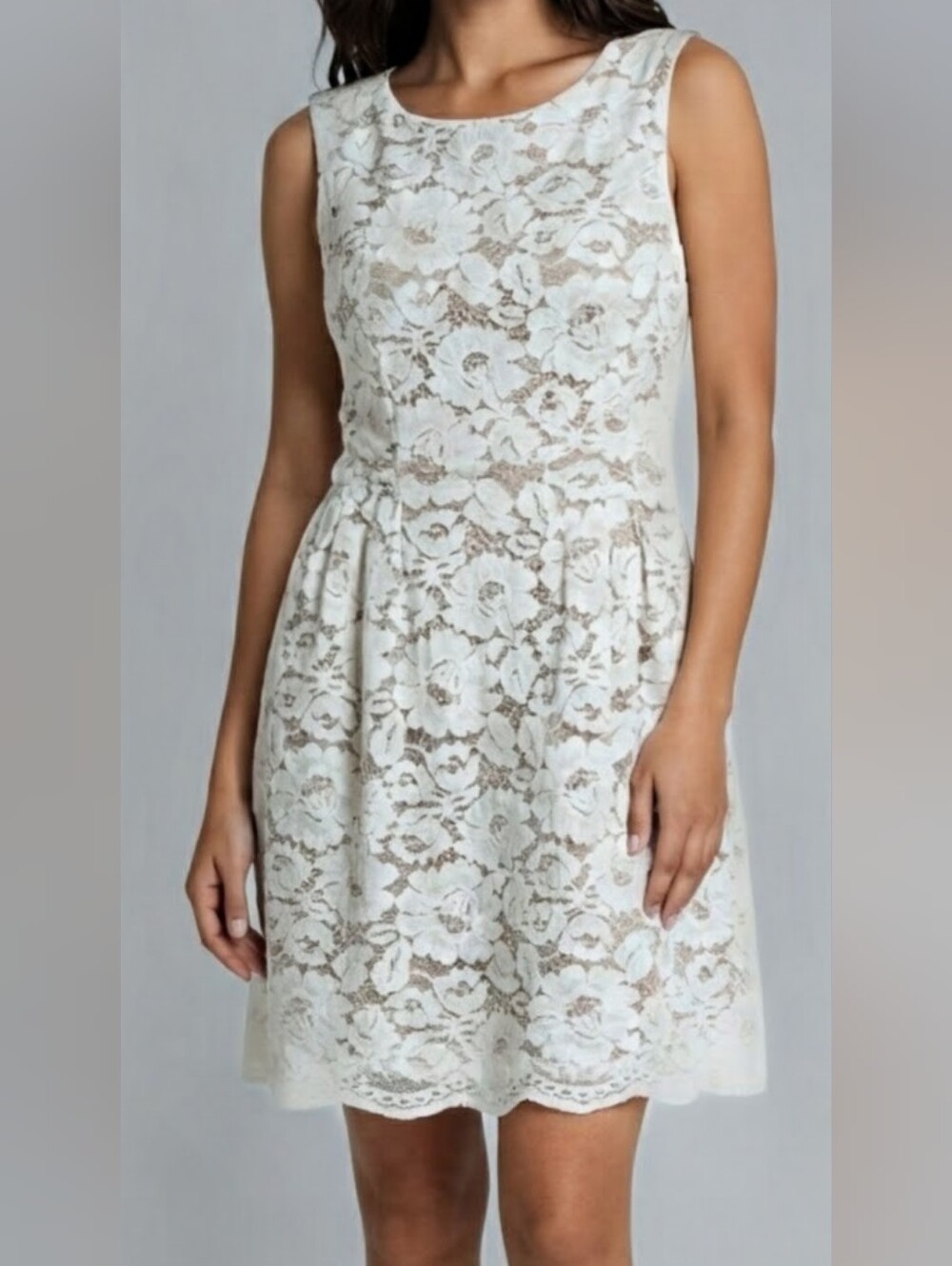 Vince Camuto Floral Lace Mini Dress in Cream Like New